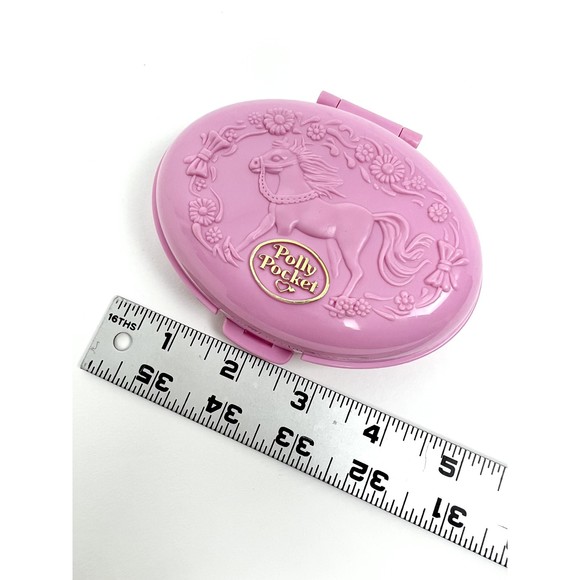 1995 Bluebird Shetland Pony Stable Pink Compact Oval Pony Horse Vtg Polly Pocket - Picture 5 of 8